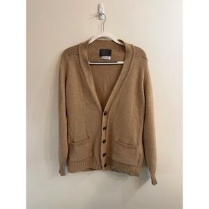 Sir Pendleton VTG 50s 60s Cardigan Sweater L 100% Virgin Wool Camel Hair